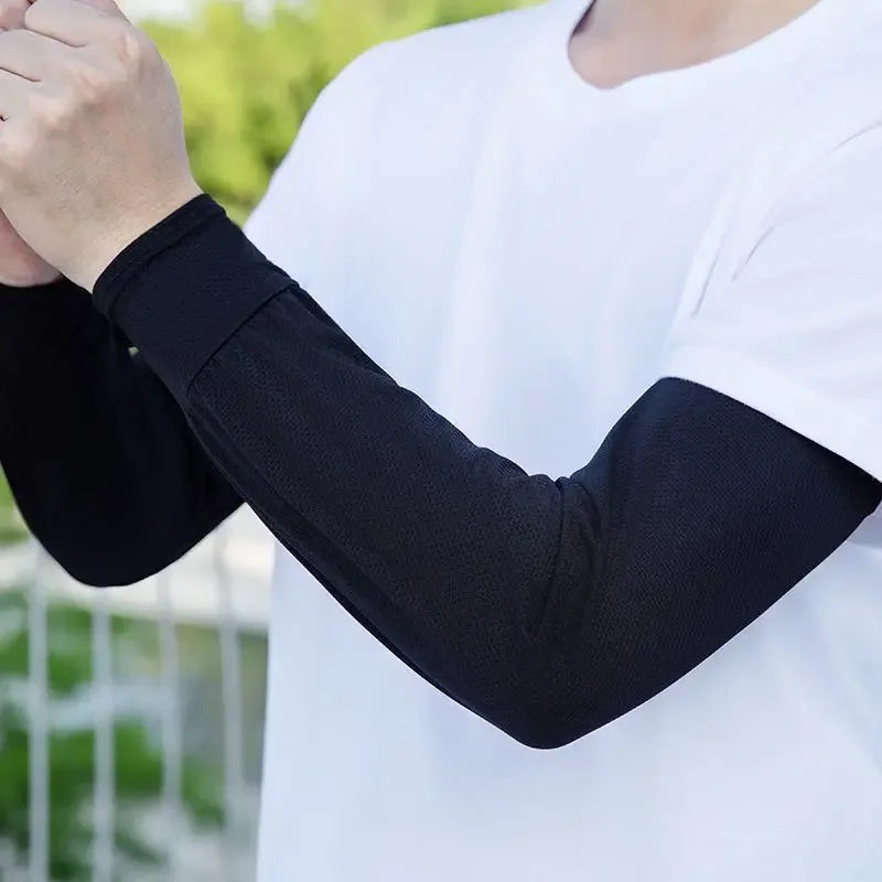 Summer UV-Protective Ice Silk Arm Sleeves for Men | Loose & Absorbent, Perfect for Riding, Running, Driving