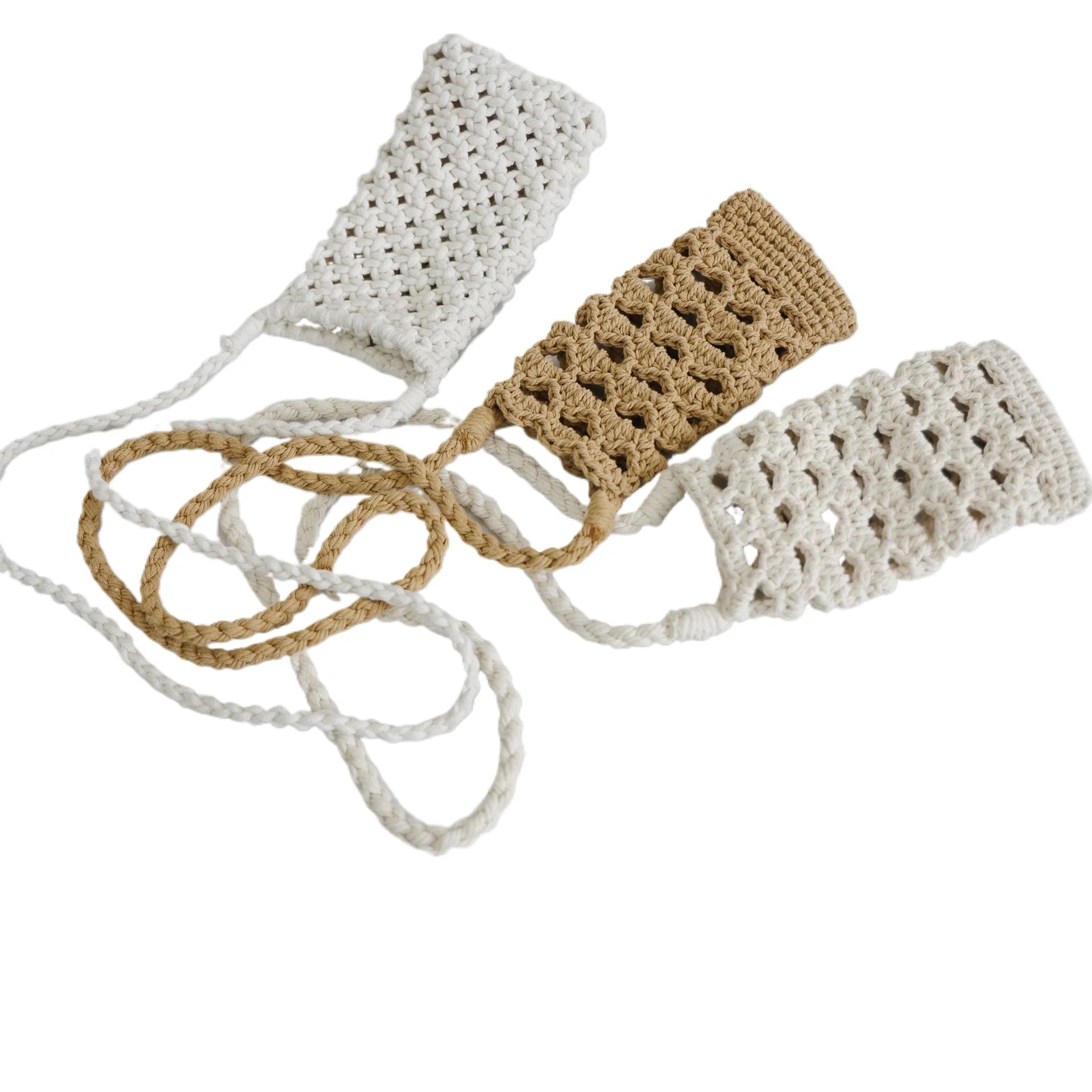 Hand-woven mobile phone bag summer small bag mini messenger holiday women's bag various combinations cotton rope bag net pocket