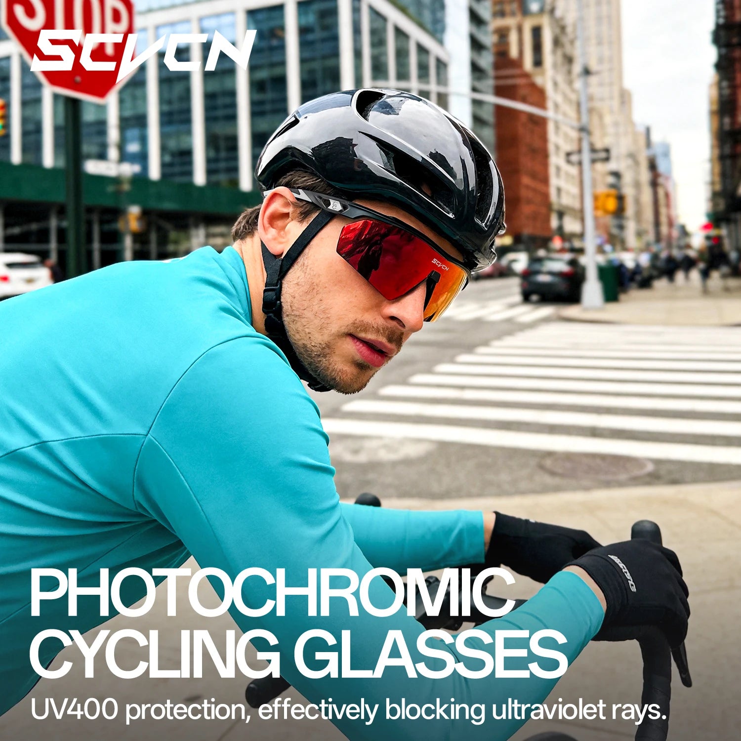 Scvcn Photochromic Hiking Sunglasses UV400 Outdoor Sports Trendy Design Cycling Running Baseball Glasses Lightweight Eyewear