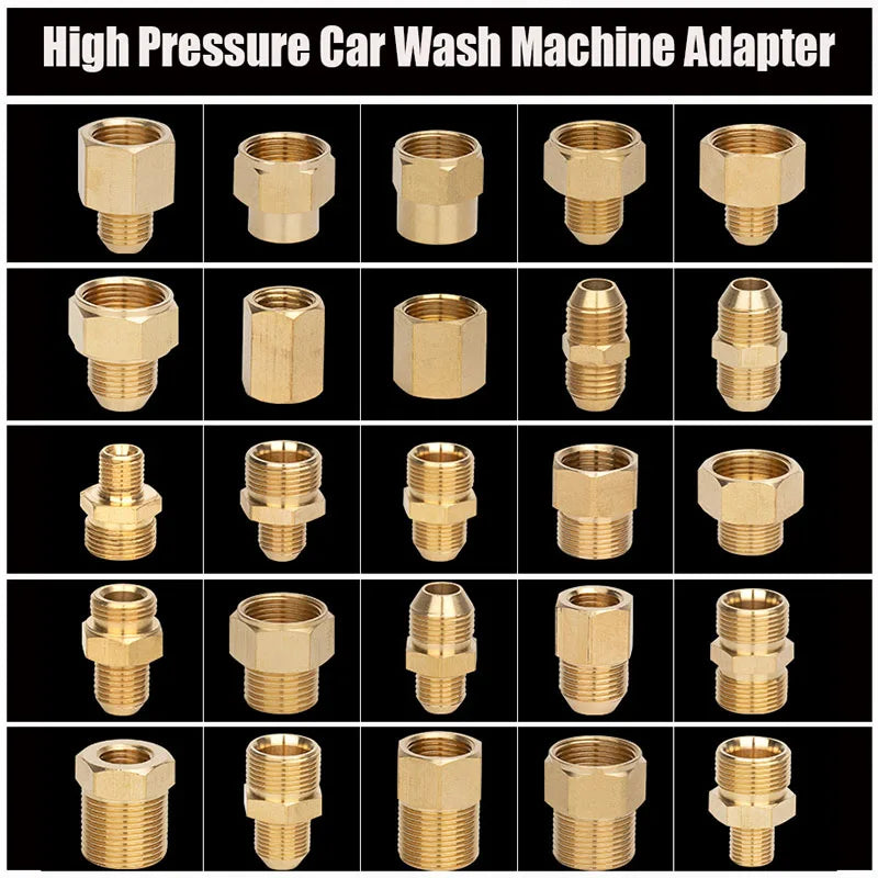 Reducing Brass Fitting 3/8" 1/2" M14 M18 M22 Thread Connector Male Female Adaptor Pressure Washer Gun Hose Connector