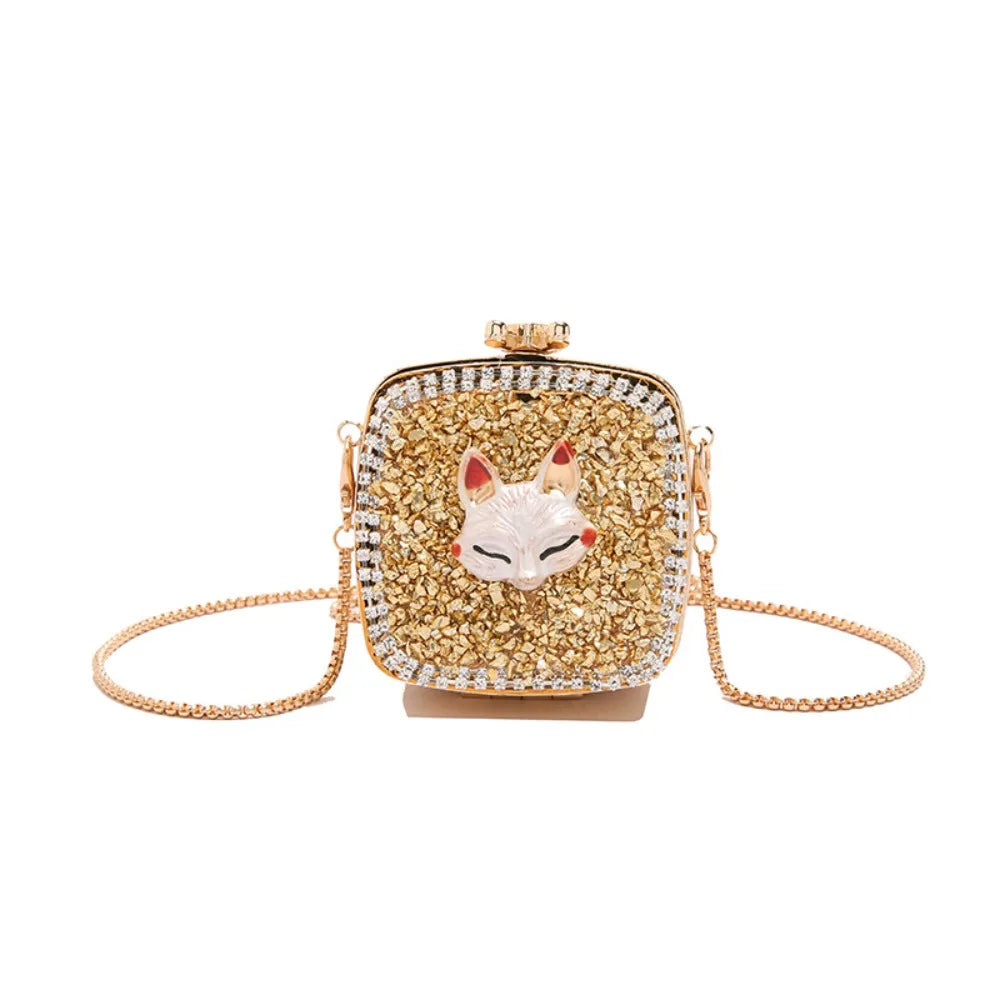 Handbag Gold/Silver Rhinestone Evening Bag Irregular Shape Elegant Banquet Chain Bag Small Wallet Shinny Mini Lipstick Bag Gift