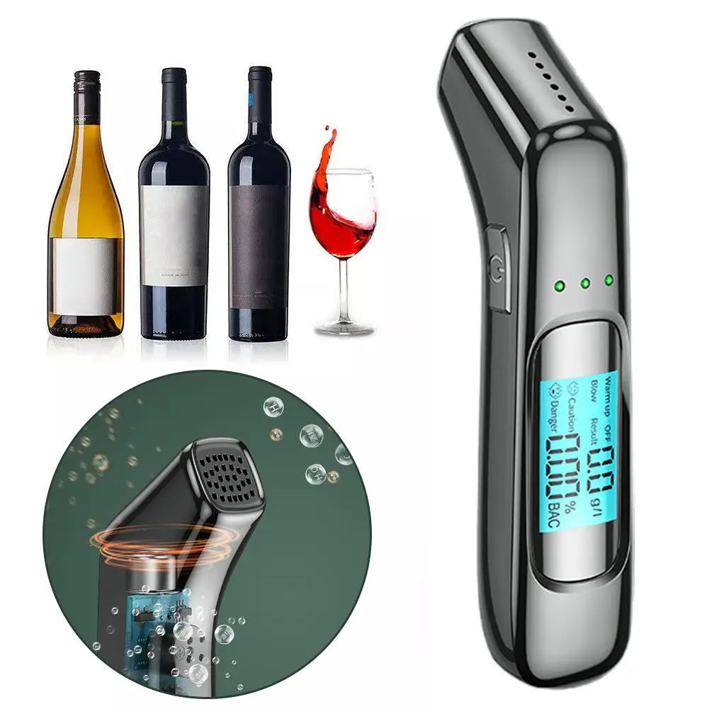 High Precision Non-contact Alcohol Tester Digital LCD Display Portable Breathalyzer Alcometer USB Rechargeable Alcohol Detector