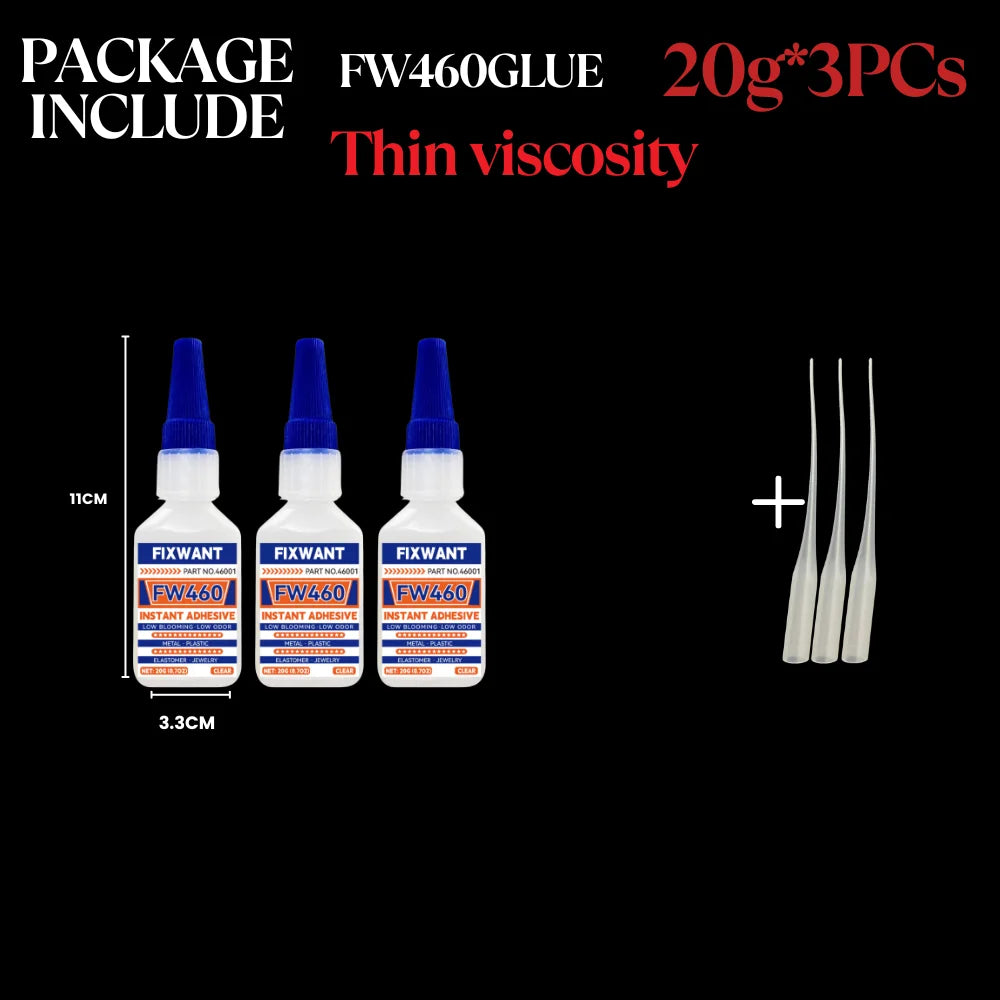 Low Blooming Instant Adhesive 20g - Low Odor Clear Non-Whitening Super Glue for Acrylic, Glass, Transparent Plastic & Jewelry