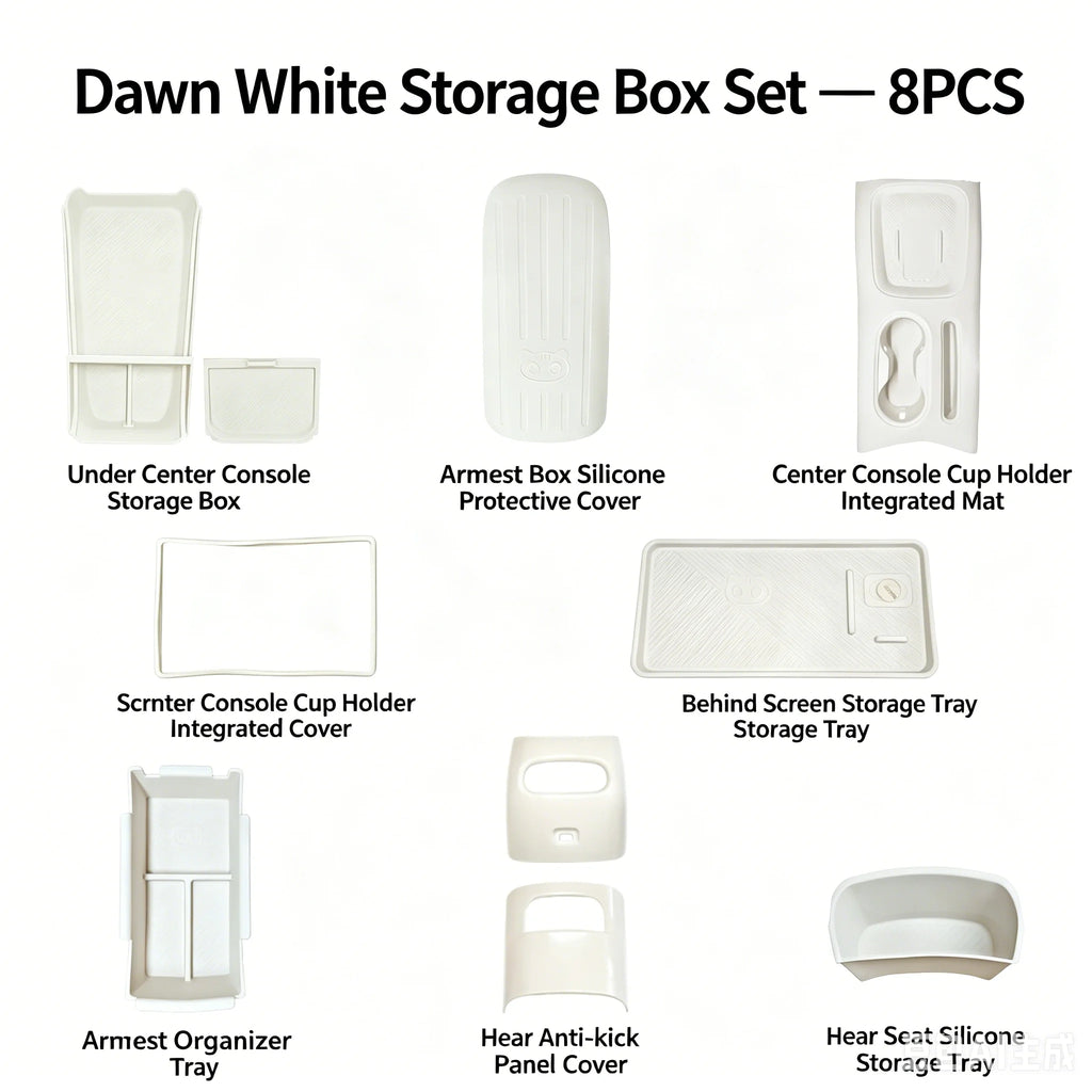 For ORA 5 2026 GWM Car Central Control Button Silicone Pad Armrest Box Cover Water Cup Slot Interior Accessories Set White Grey