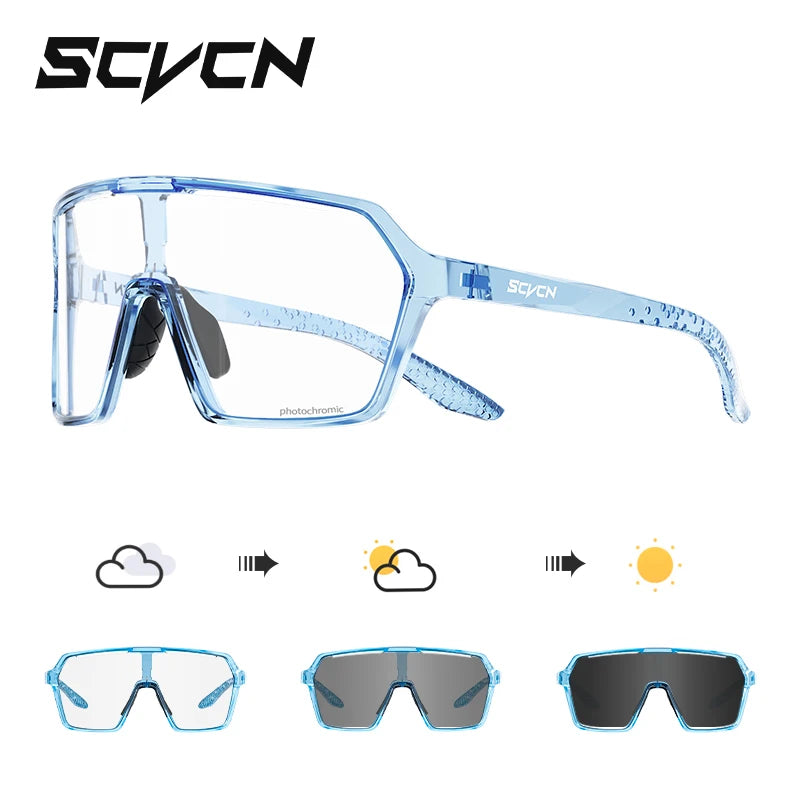SCVCN Photochromic Hiking Cycling Glasses Outdoor Running Sunglasses Stylish Hiking Driving Glasses Casual Sports Sunglasses