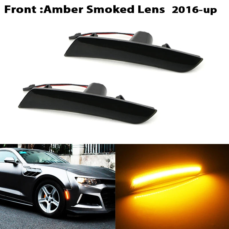 iJDM Amber/Red Front/Rear bumper Full LED Side Marker Light Kit For Chevy Camaro,Replace OEM Turn SignalLights/Driving Lights