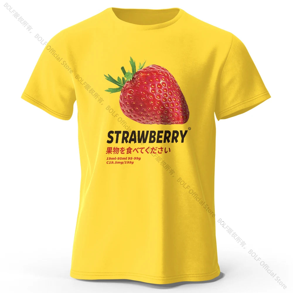 Strawberry Print T-shirt - Cute & Trendy Summer Top for Men Women, Soft & Comfortable Pure Cotton Tee