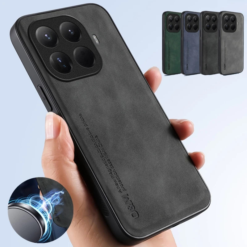 Nubuck Leather Shockproof Magnetic Case for Xiaomi 17T Pro 5G Mi 15T Protective Cover Back Shell Coque Funda