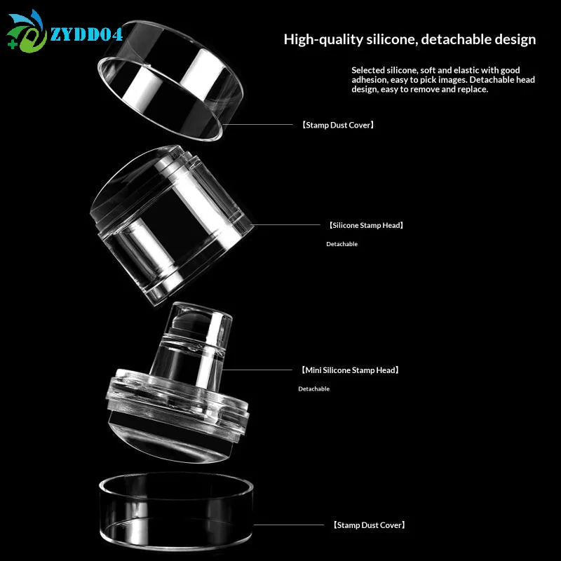 ●Jelly Silicone Nail Stamper With Dust Cover Transparent Nail Templates Stamp For Stamping Polish Printing Manicure Tools