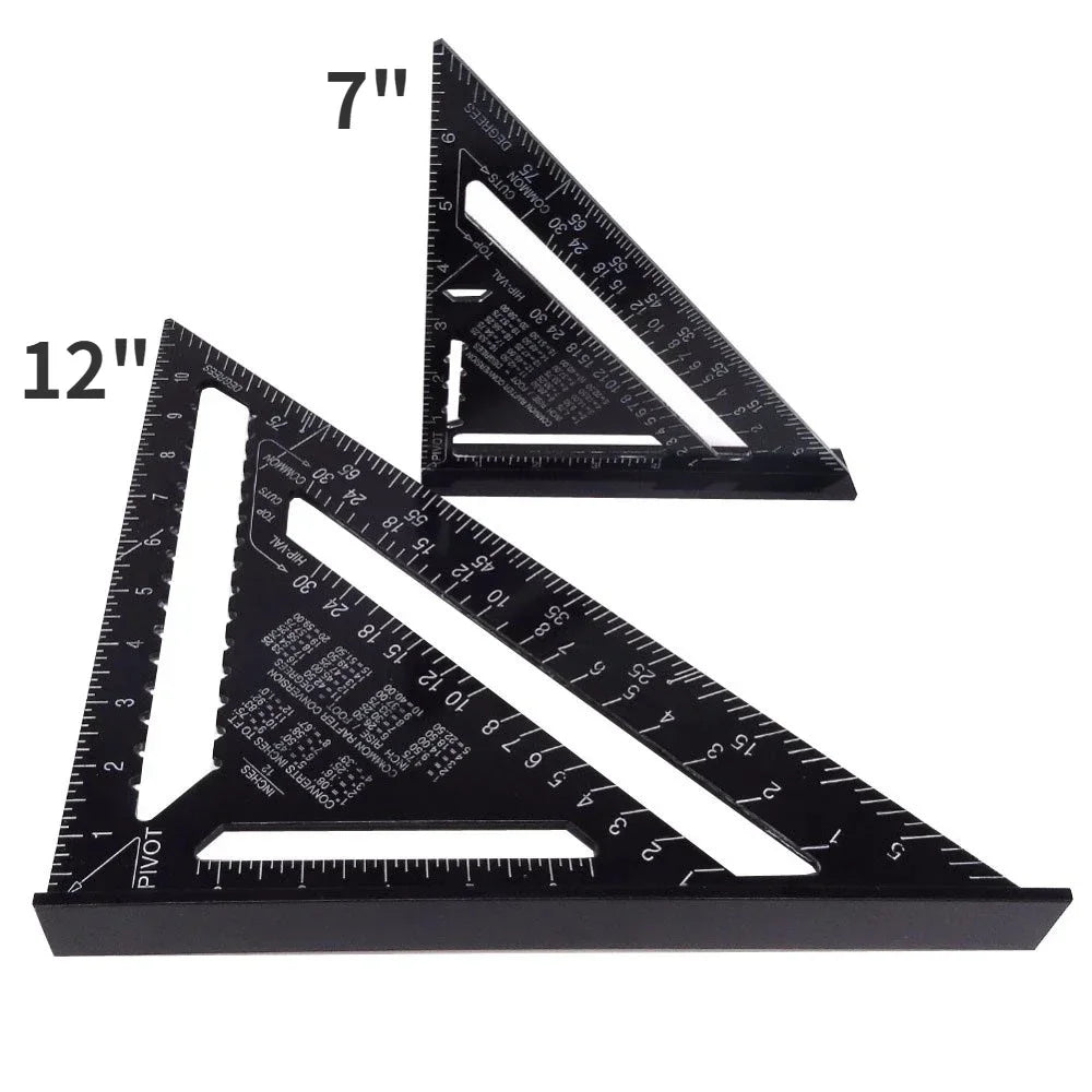 Percision Carpentry Tool 7''/12" Metal Carpenter Square Aluminum Alloy Protractor Miter Line Scriber Saw Guide Woodworking Tools