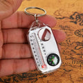 3-in-1 Keychain Compass with Thermometer & Magnifying Glass, Mini Portable Outdoor Camping Survival Tool