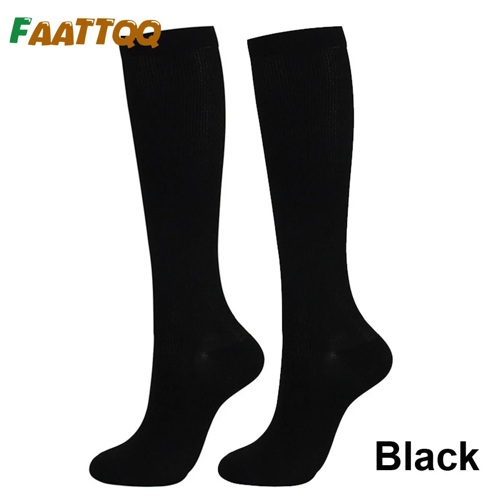 FAATTQQ 1Pair Compression Socks for Men & Women 15-20mmHg-Graduated Supports Socks for Soccer Travel Hiking Running Nurses