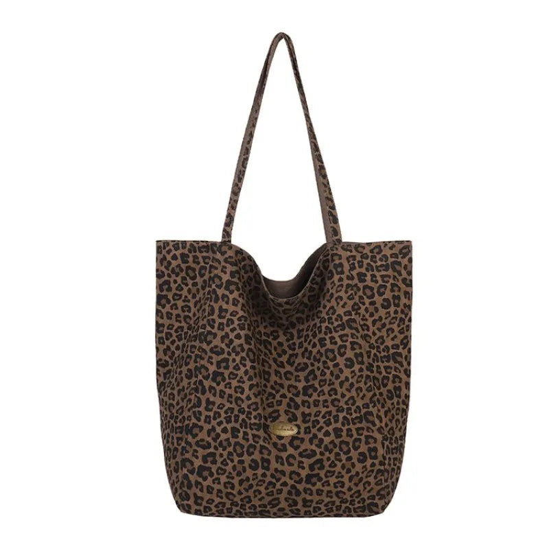 CEEKAY Women's Tote Bag Leopard Print Canvas Large Capacity Shoulder Handbag Zipper Closure Daily Casual Street Style