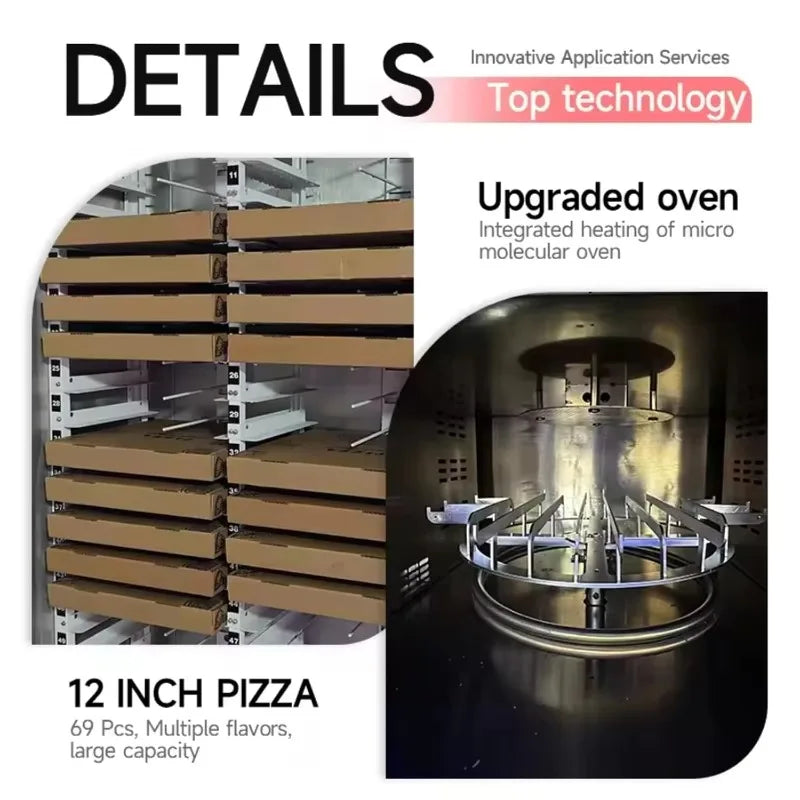 Automatic Pizza Vending Machine AI Smart Pizza Maker High Speed Heating Oven Touch Screen for Airport Station Office Customized