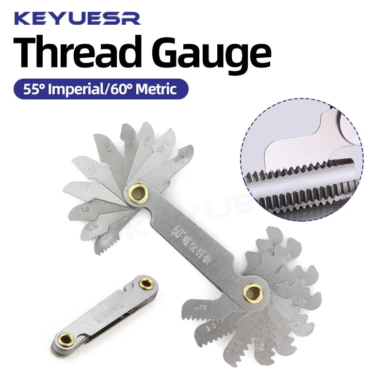 55/60 Degree Thread Plug Gauge Metric Imperial Gear Tooth Screw Pitch Gauges Carbon Steel Measuring Tool Tap Thread Measurement