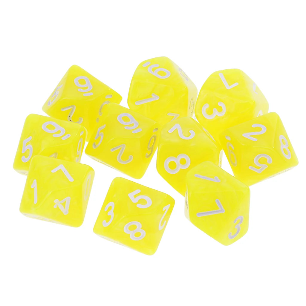 MagiDeal 10pcs 10 Sided Dice D10 Polyhedral Dice for Table Games for Pub Club Games Supplies Dungeons and Dragons Table Games