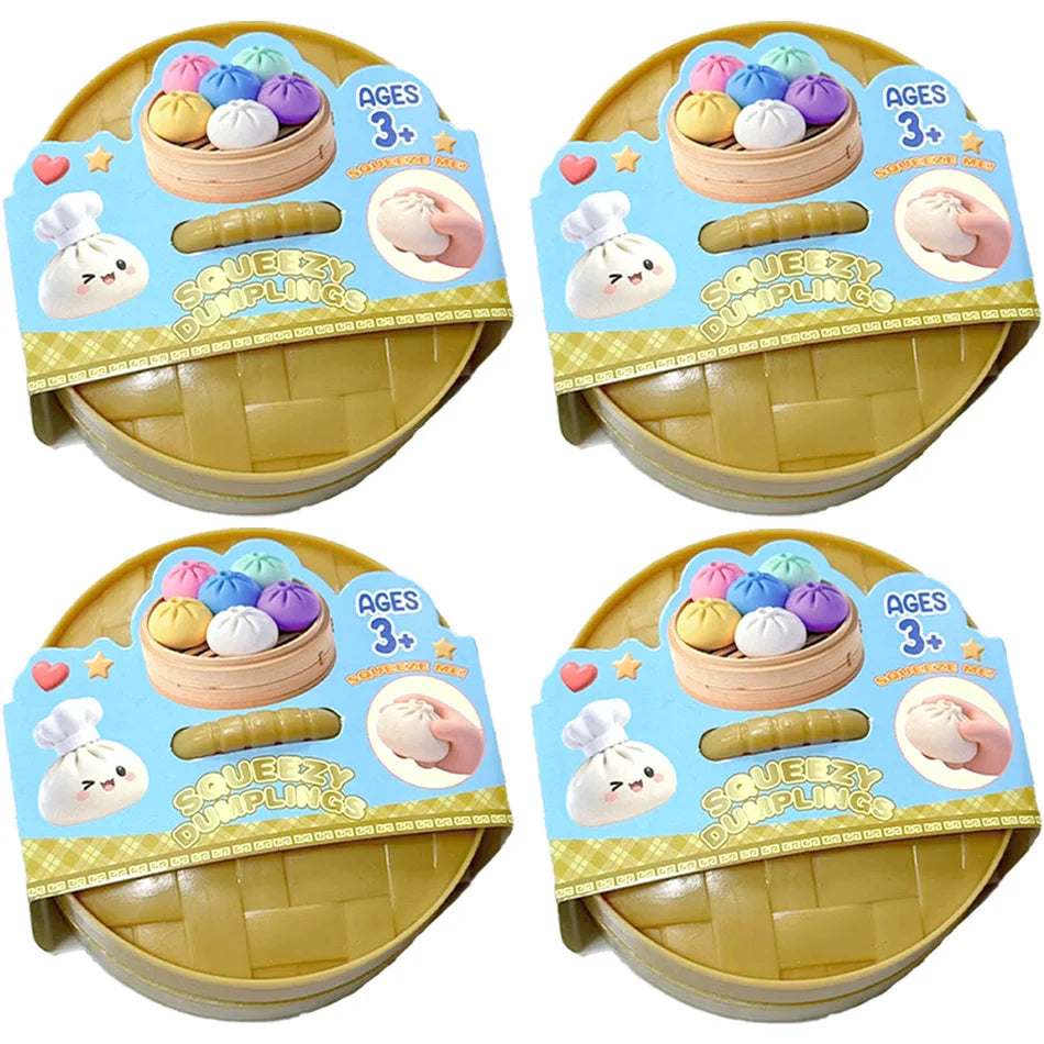 Colorful 6 Styles Glitter Dumpling Glitter Dumpling Squishy with Box Dumplings Sensory Squeeze Toy for Stress Relief Toys