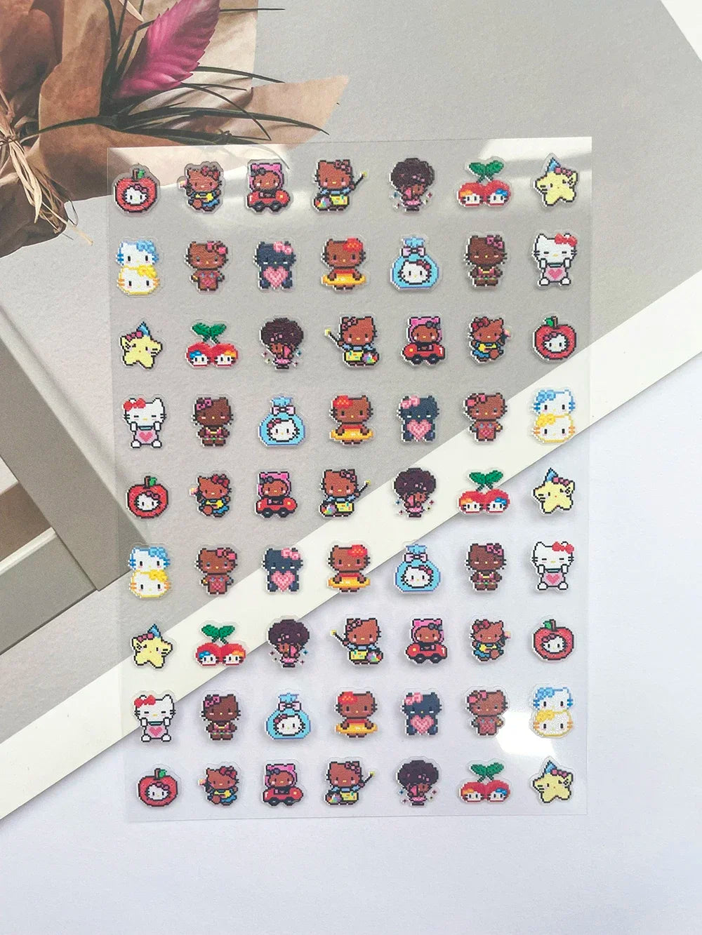 Mini Hellokitty Fruit Food Pixel Art Style Luggage Tags Stickers Nail Art Diy Phone Case Laptop Keyboard Buttons Cute Stickers