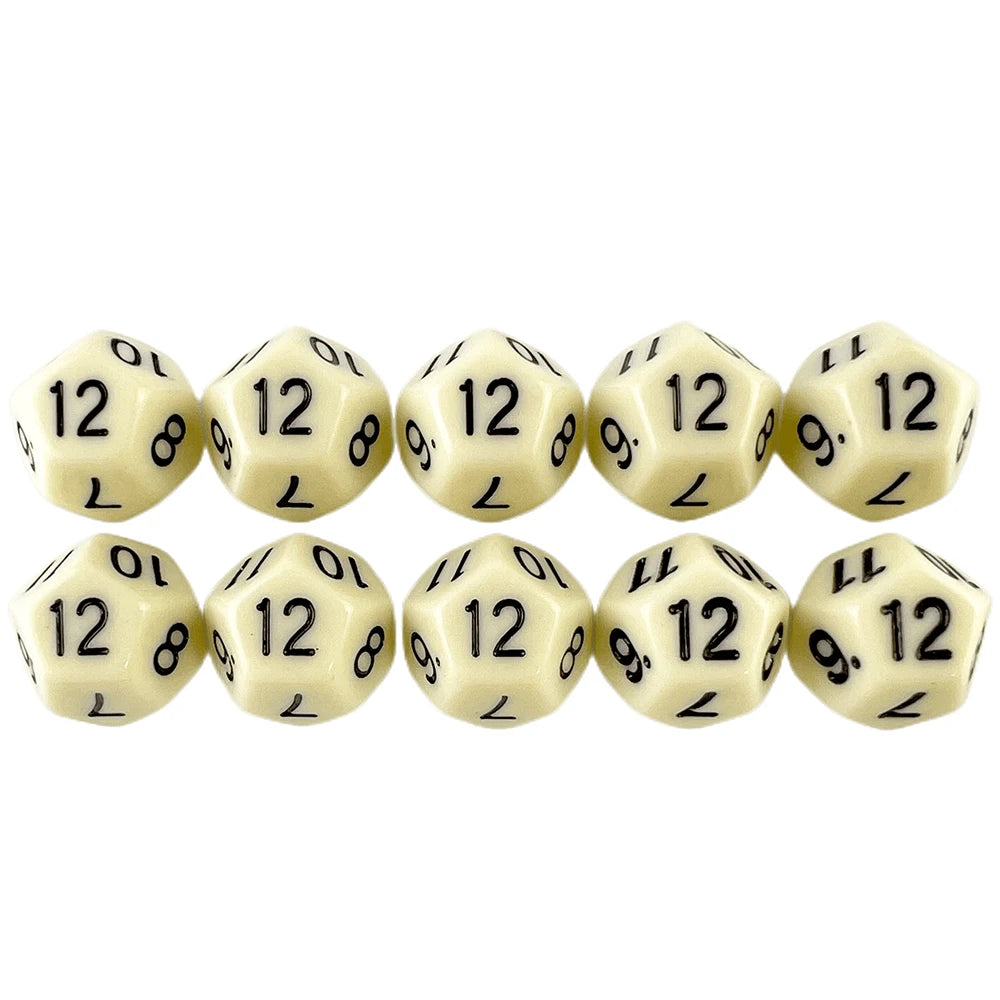 D12 Polyhedral Dice 18mm TRPG DND Digital Dice Game Set 12 Sides 10Pcs for Board Game