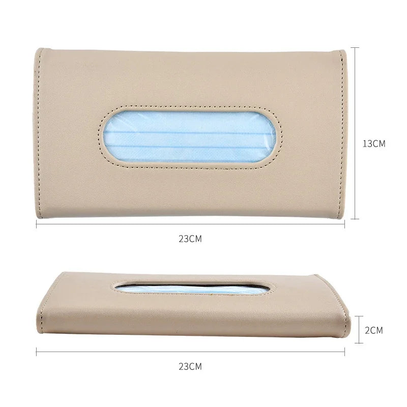 Car Visor Tissue Holder PU Leather Hanging Paper Towel Clip Napkin Holder Backseat Tissue Case Auto Interior Accessories