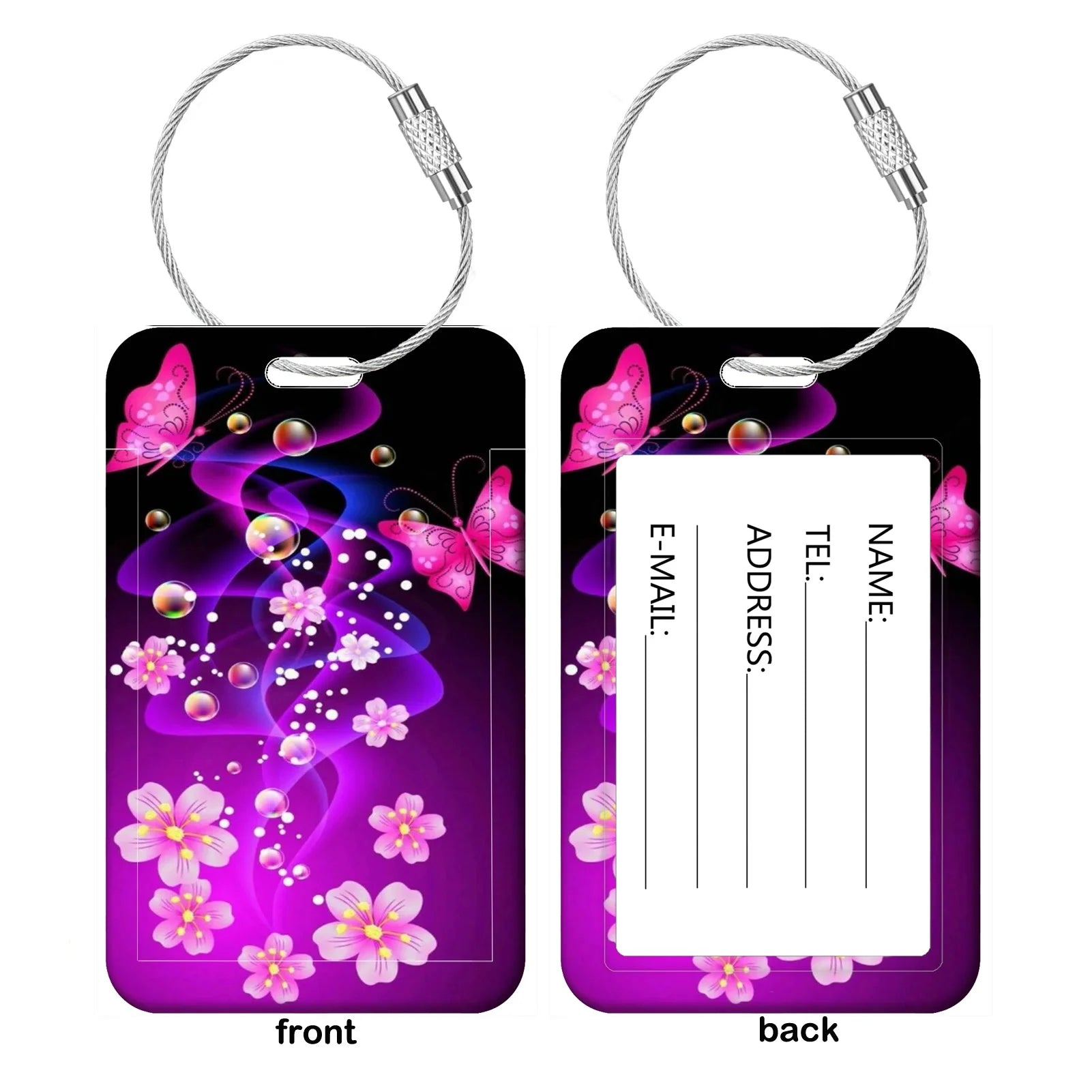 Purple Creative Art Style Luggage Tag for Suitcases Travel ID Bag Tag for Women Backpacks Address Holder Baggage Boarding