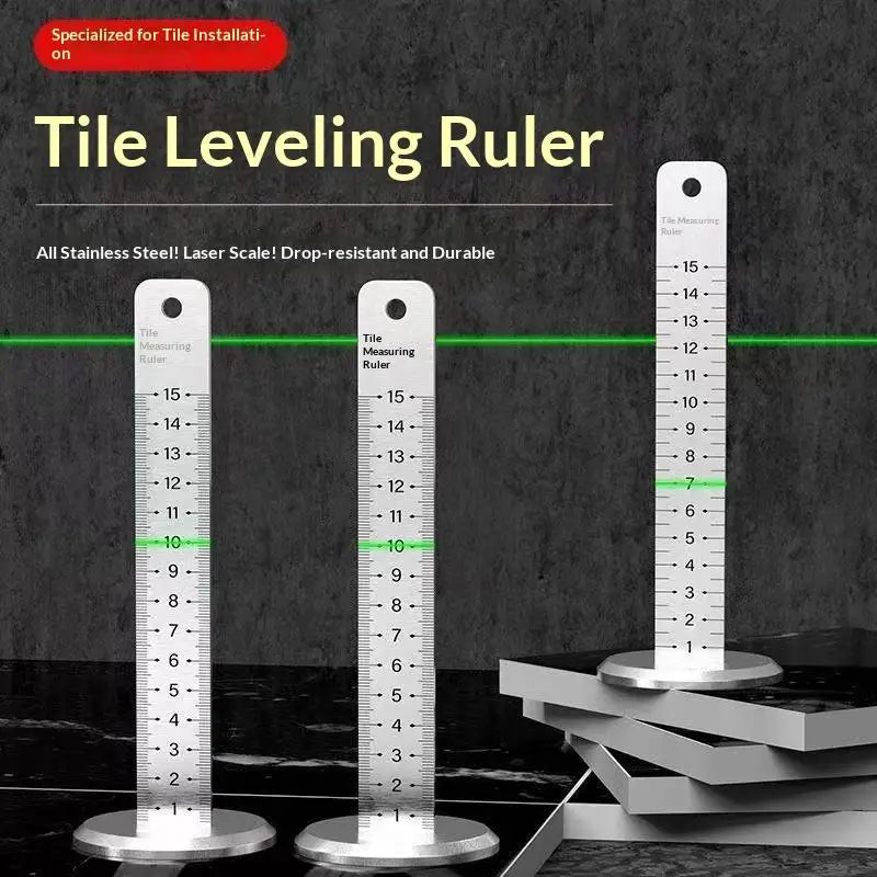 [ZY]1Pcs Double-side Precision Scale Equal Height Ruler Practical Multipurpose Stainless Steel Lay Floor Tile Special Ruler[ZY]