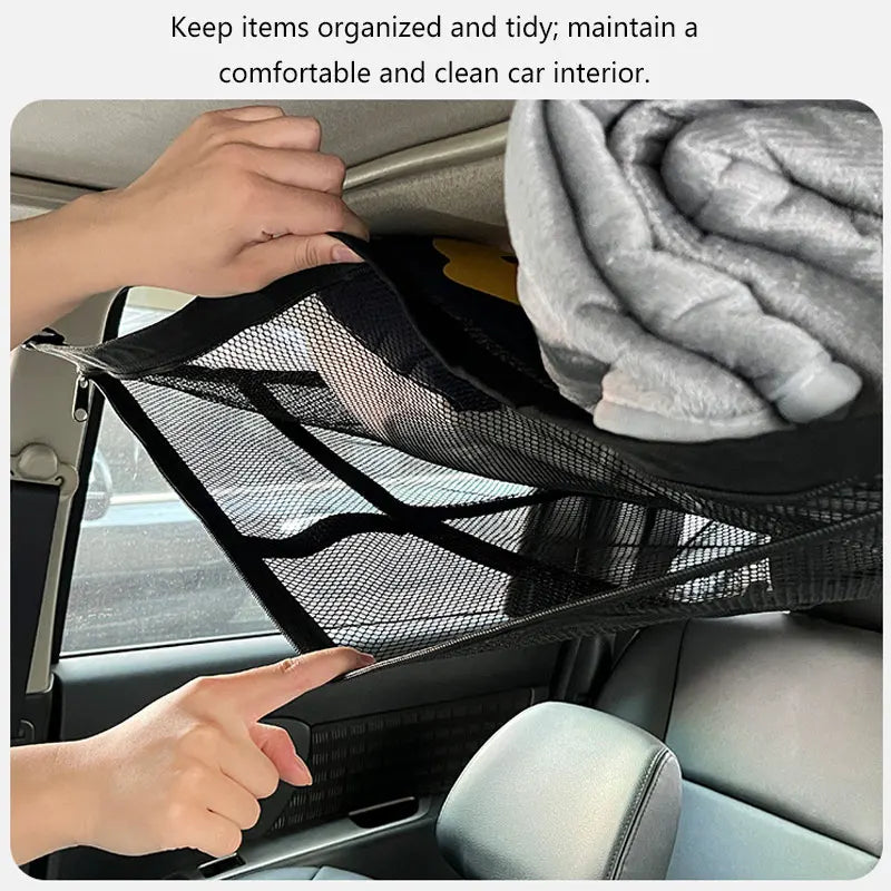 Car Ceiling Cargo Net Strong Load-Bearing Mesh Car Roof Storage Organizer Car Ceiling Net Storage For SUV Long Trip Camping