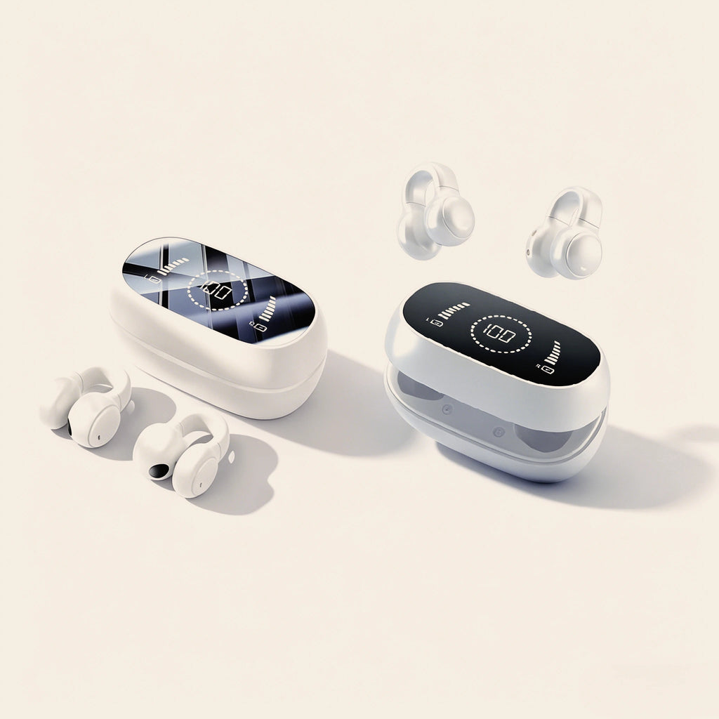 2pcs Bone Conduction Earphones Bluetooth 5.3 Wireless TWS Stereo Sport Headphones with Noise Cancelling Mic for Sports Gaming