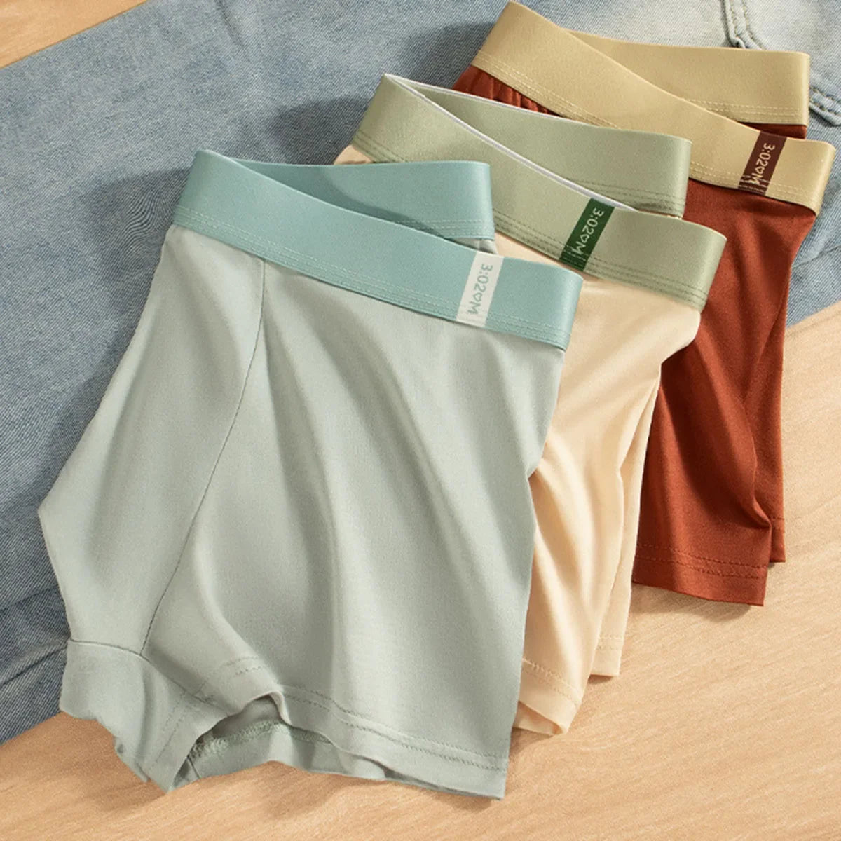 3Pcs Summer Thin Ice Silk Men Boxershorts Graphene Antibacterial Man Underwear Breathable Cool Men's Panties Boxershorts