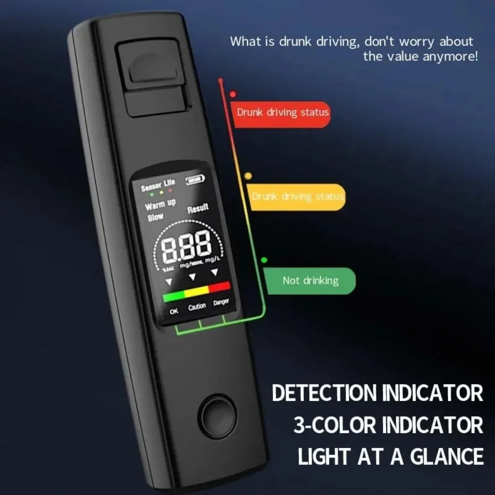 Professional Portable Alcohol Tester High Precision Digital Breathalyzer for Cars and Vehicles Breath Alcohol Meter Blow Detector Contactless Alcohol Gauge Measuring Instrument for Driver Safety Driving Gadget Auto Electronic