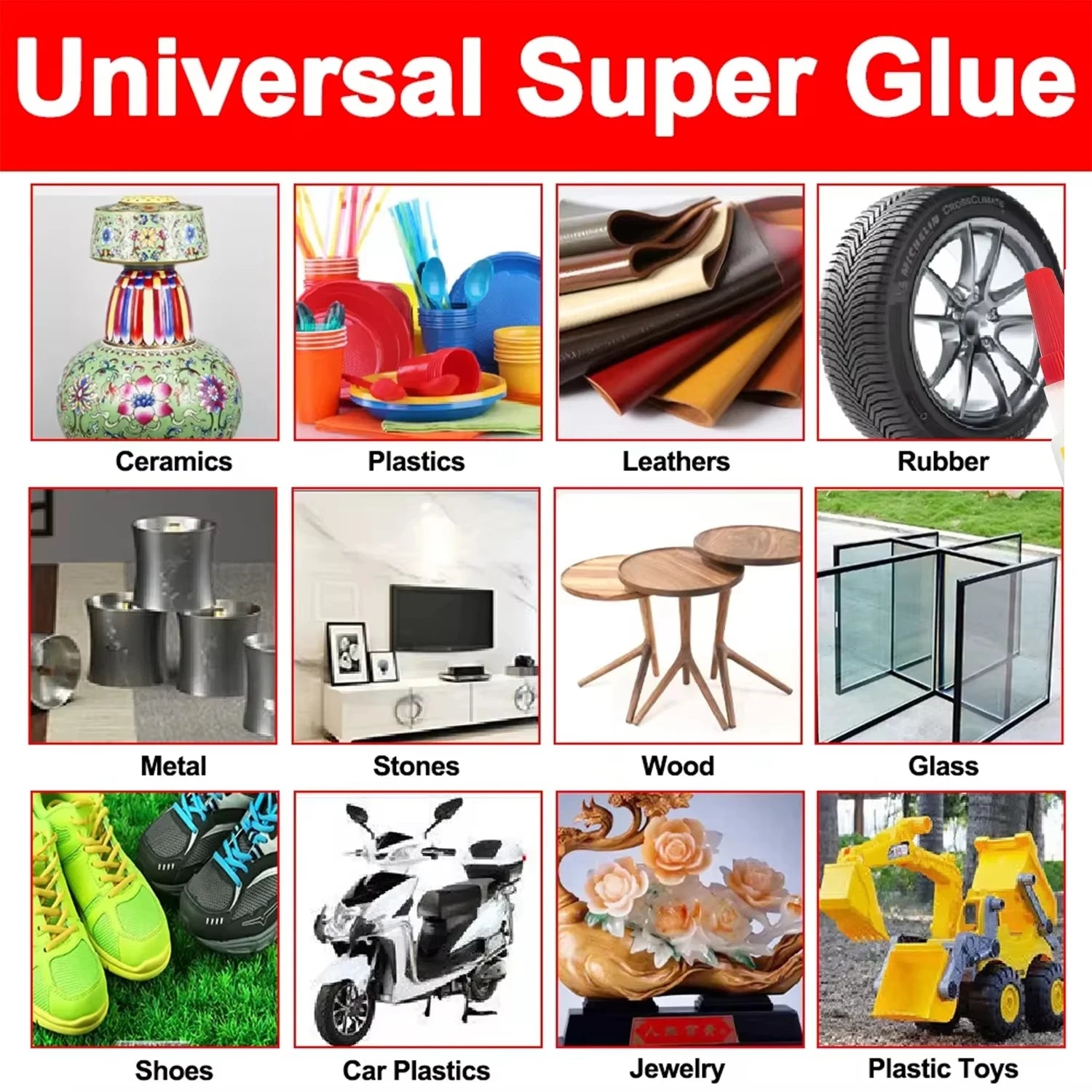 LOOLIFL401 Multi-Purpose Super Glue Cyanoacrylate Adhesive 20g Instant Fast Adhesive Rubber Wood Glass Stronger All Bonding Glue