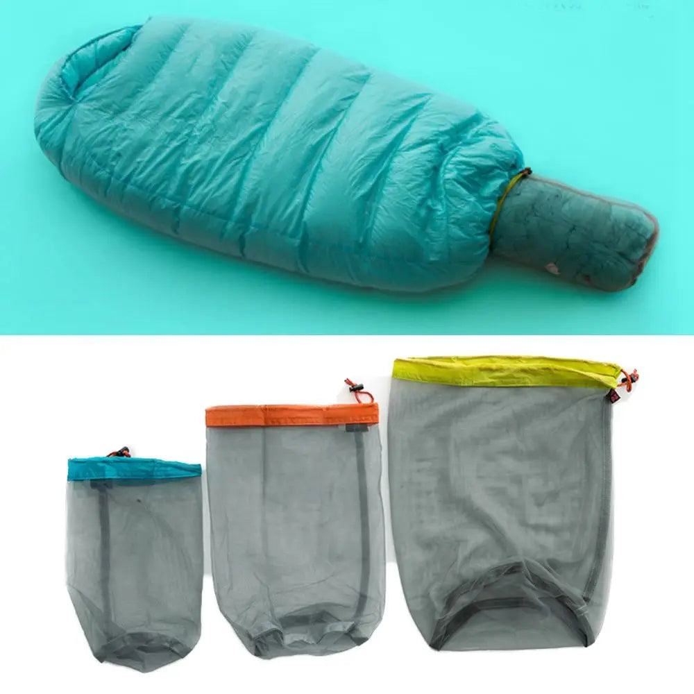 High quality Hiking Tools Ultralight Mesh Camping Sports accessories Traveling Bags Drawstring Storage Bag Climbing organizer