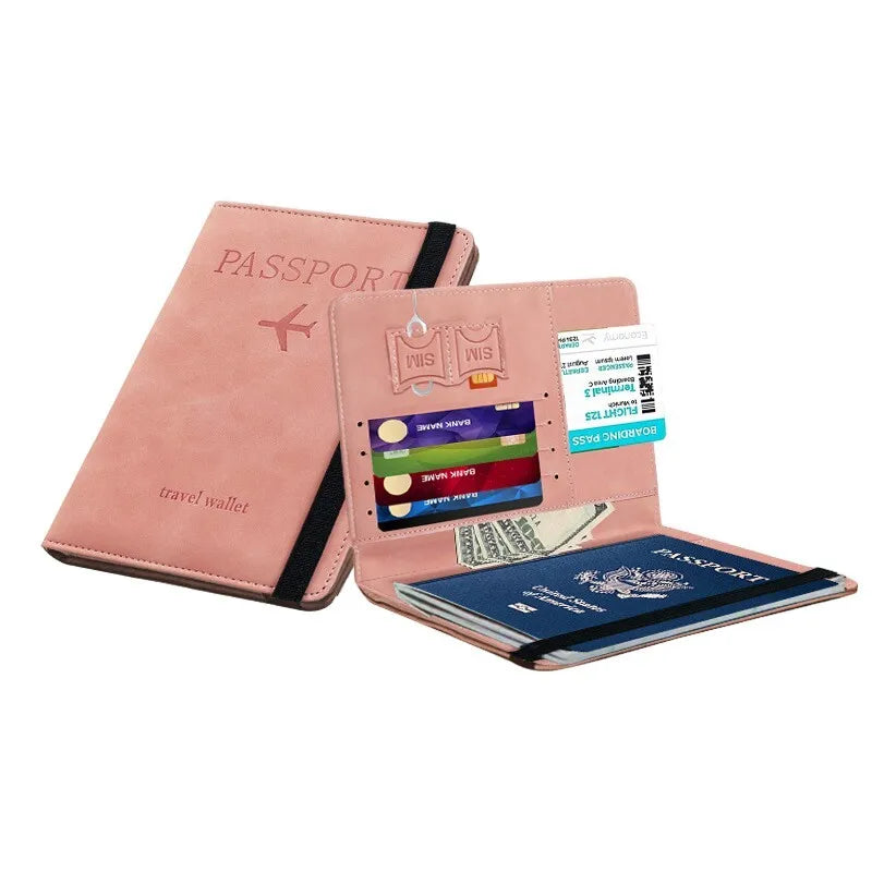 6-color Vintage PU Passport Holder with Multi Slots & Elastic Band, Multi-use Travel Wallet for Passport, Cards & Air Tickets