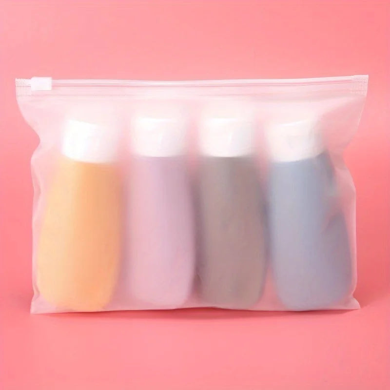 4pcs/set Travel bottle set, refillable cosmetic container, empty shampoo bath gel tube, shampoo and body lotion travel bottle