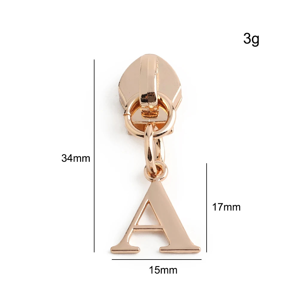 20/50PCS 5# Nylon A-Z English Initial Letter Zipper Puller Slider For Create Personal Logo Bag Purse Trinkets Gift Accessories