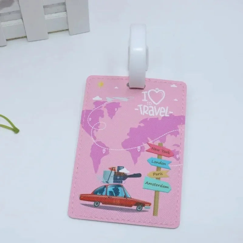PU Suitcase ID Address Holder Baggage Boarding Tag Portable Label Creative Travel High Quality Travel Accessories Luggage Tag