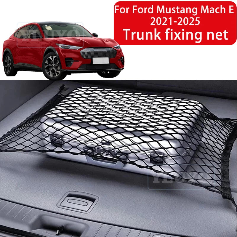 Trunk Net Pocket for Ford Mustang Mach E 2021-2025 Car Trunk Luggage Fixing Net Elastic Nylon Slip Bag Car Interior Accessories