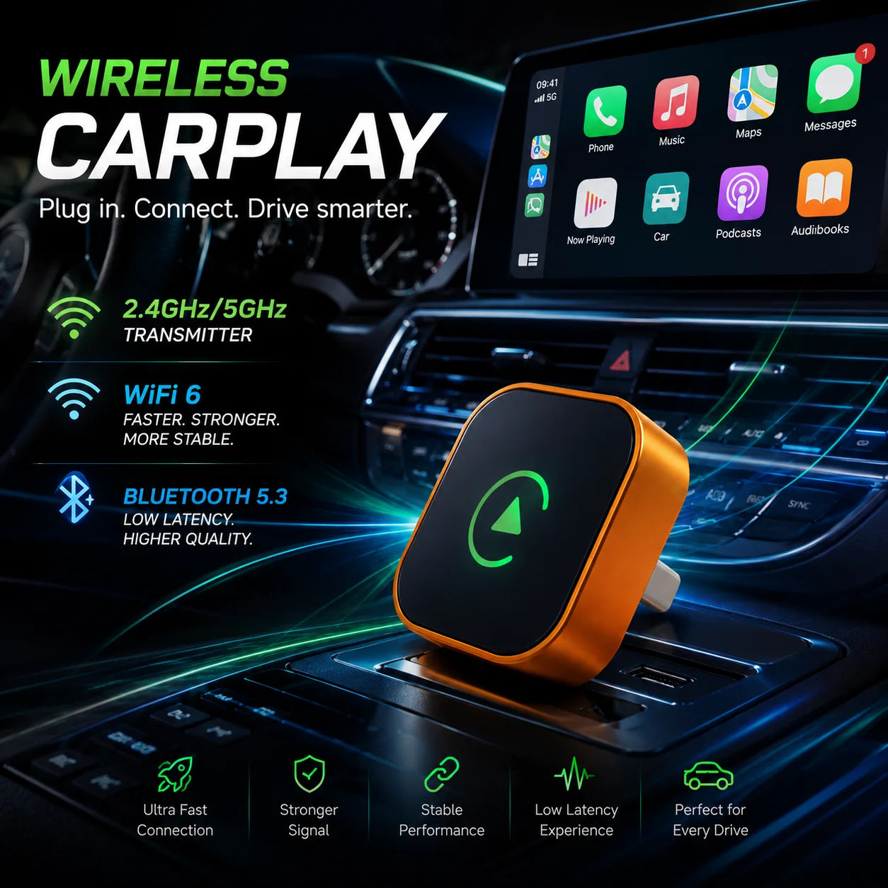 2026 New Style Mini Wireless Carplay Adapter Android Auto Dongle Smallest Portable Compact Vehicle Smart Box