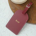 Customized Personalized Name Silver Gold Monogram Vegan Leather Luggage Tag with Privacy Card for Suitcases