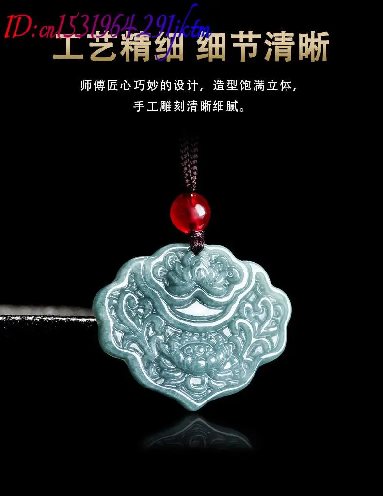 Burmese Jadeite Lotus Pendant Necklace Fashion Accessories Carved Amulet Burmese Jade Natural Gemstone Real Jewelry Talismans