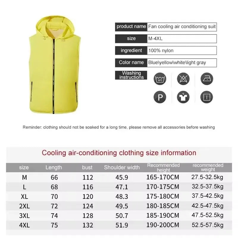 Fan Vest Electric Cool Vest Cooling Fan Vest Air-conditioned Clothes Hiking Cooling High Temperature Work Fishing Vest