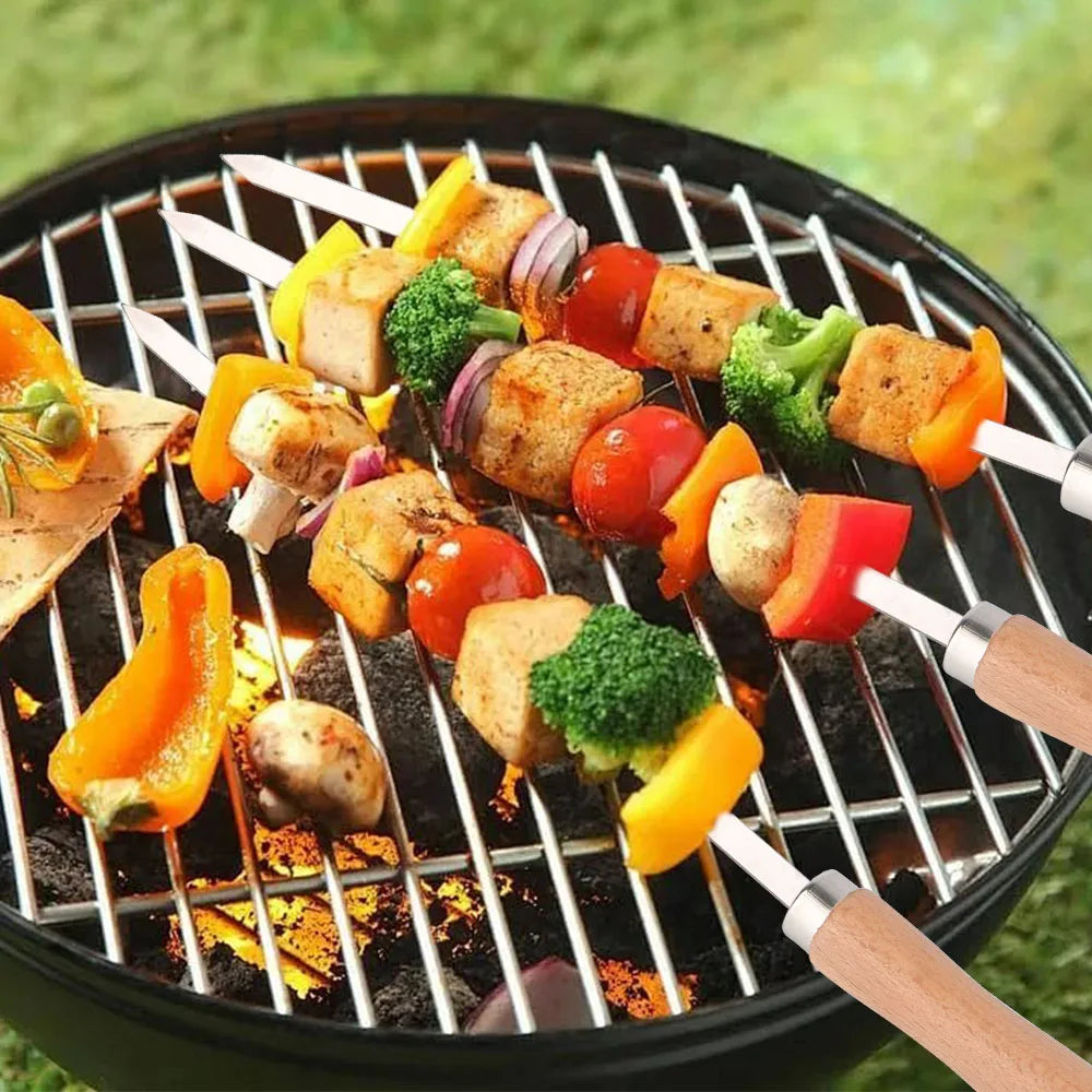 6Pcs BBQ Skewers Outdoor BBQ Tools Professional Grilling BBQ Skewer 340 Stainless Steel BBQ Long Skewers