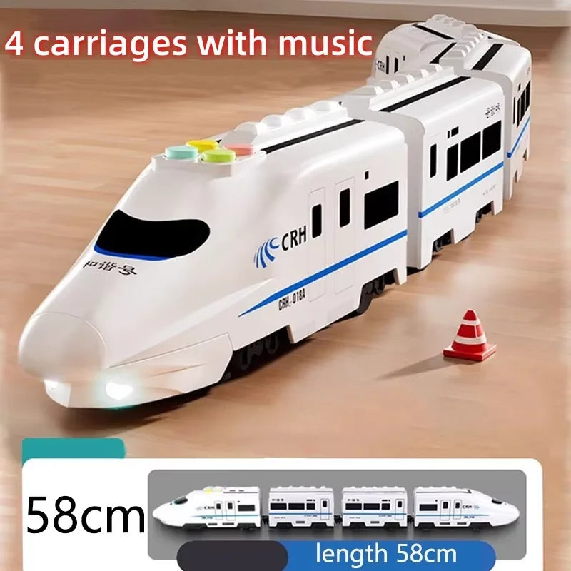 Toy Train Electric Bullet Train Battery Operated Action Locomotive Car High Speed Vehicle with Train Sound Light Gift for Kids