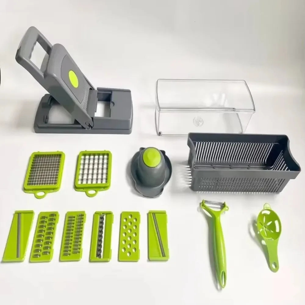 16-In-1 Function Kitchen Vegetable Cutter Potato Peeler Compact Fruit Slicer Portable Carrot Grater Kitchen Tools