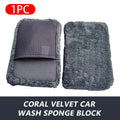 SEAMETAL Double Side Microfiber Mesh Scrubbing Sponge Strong Water Absorption Car Cleaning Sponge Block Auto Detailing Tools
