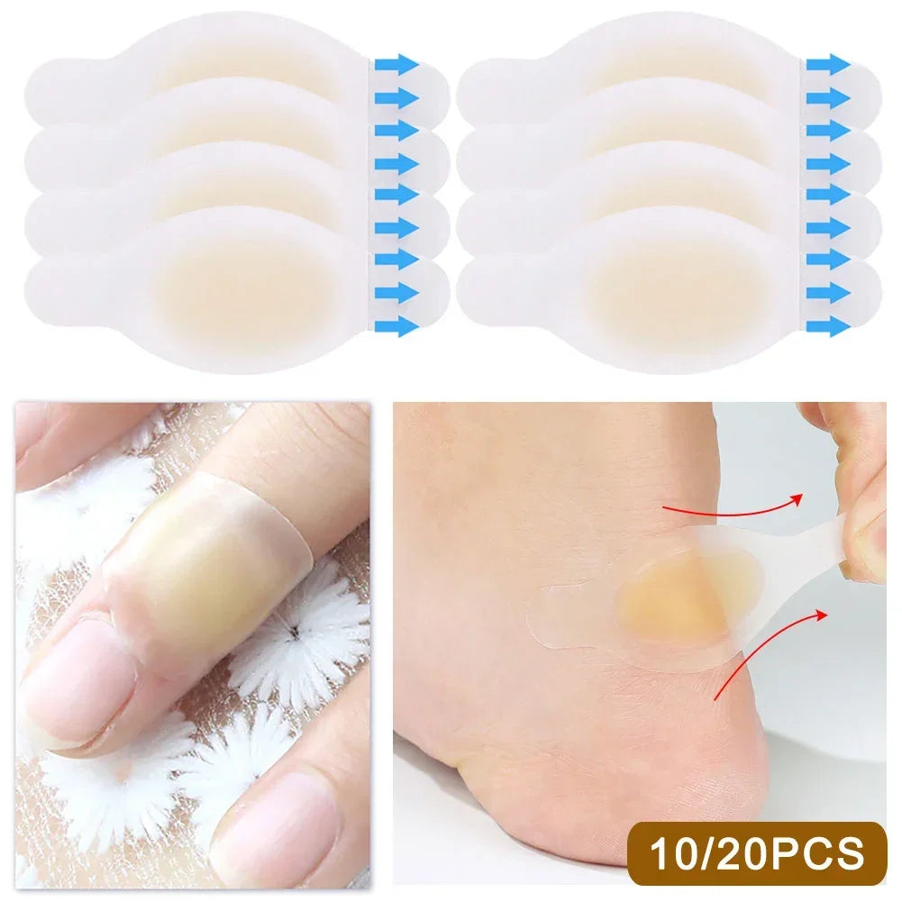 20/10pcs Hydrocolloid Foot Patch Heel Stickers Band-Aid Anti-Wear Adhesive Pain Bandage Emergency Kits Outdoor Camping First Aid