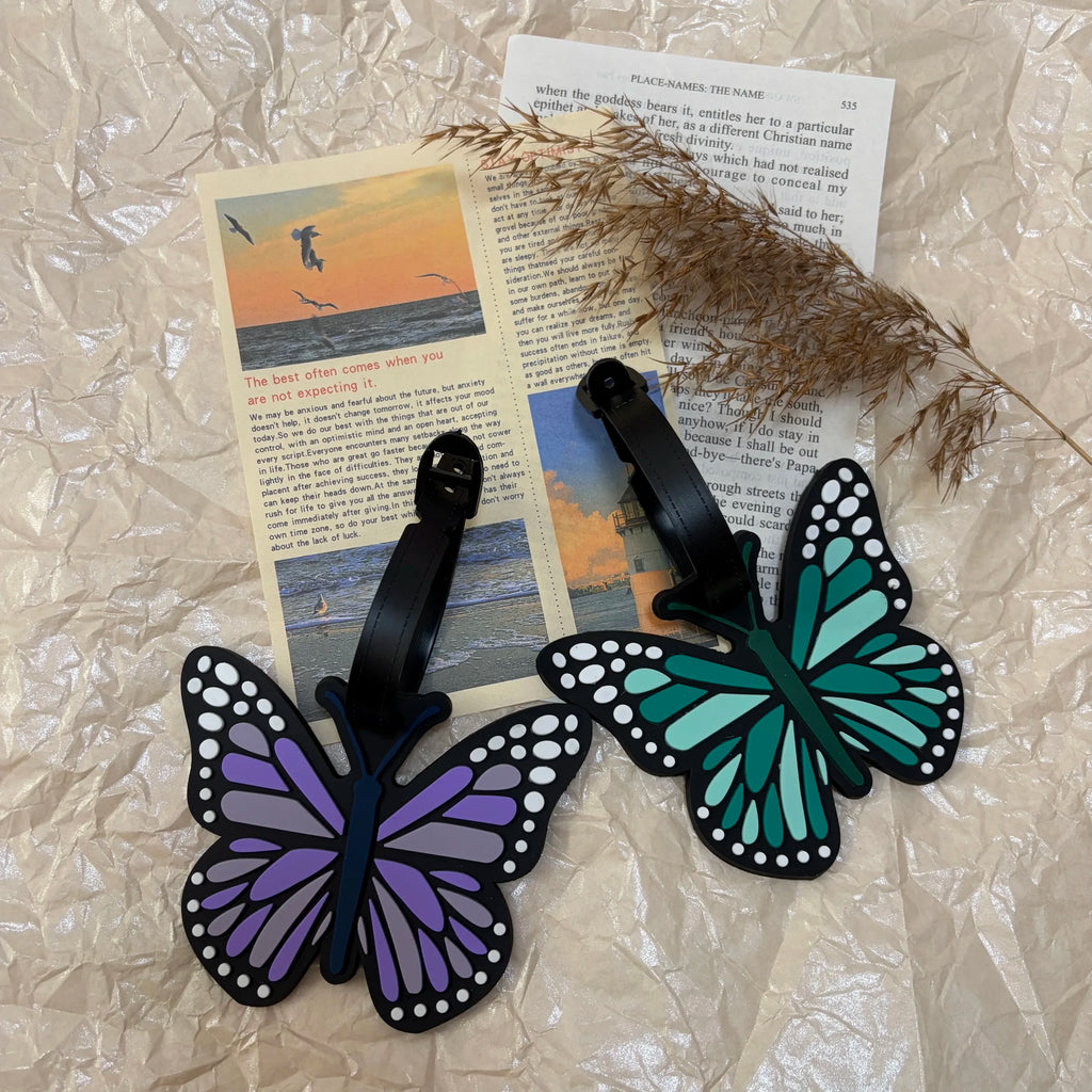 Aesthetic Gradient Butterfly Silicone Luggage Tag, Anti-Lost Name Information Tag, Travel Suitcase Backpack Identification Hangi