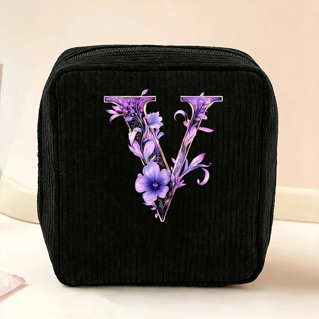 New Fashionable Purple Letter-Patterned Sanitary Napkin Storage Bag, Multifunctional Portable Travel and Daily Storage Bag, Ideal Gift Choice for Girls