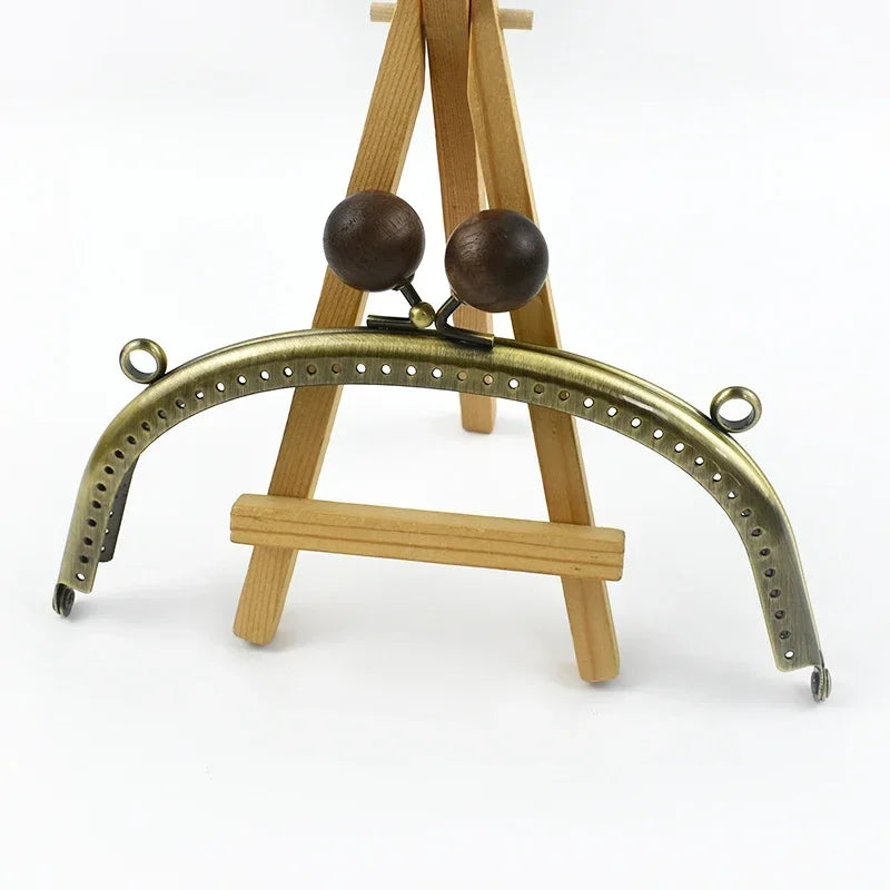 1/2/5Pcs Metal Wood Bead Purse Frame 12.5/16.5/20.5cm Wallet Kiss Clasp Bag Handle DIY Handmade Leather Craft Sewing Accessories