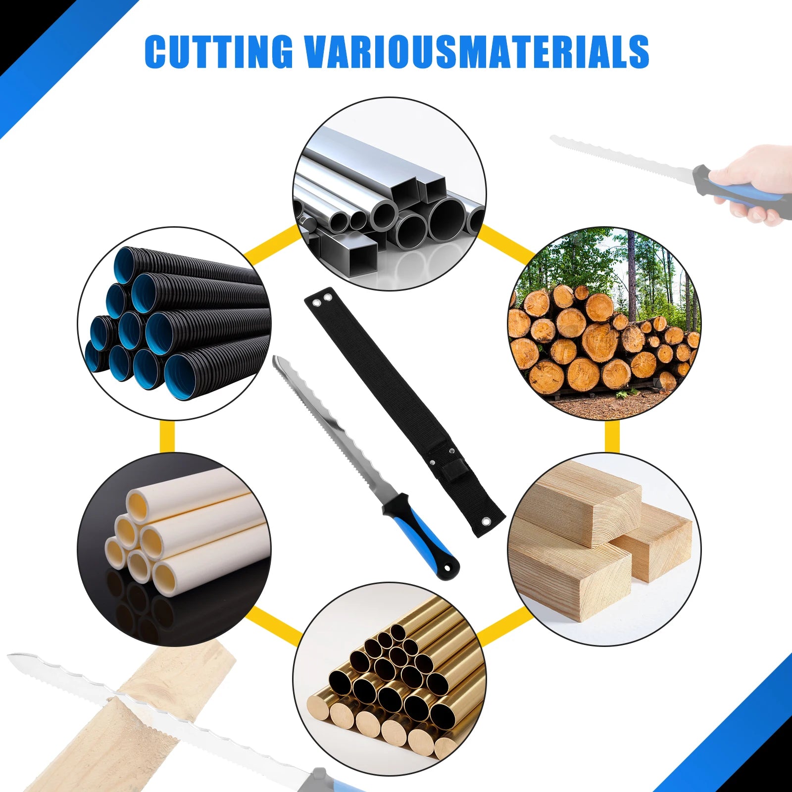 1/2 Pcs Insulation Knife with Sheath Rustproof Double Sided Serrated Duct Knife Tool for Cutting Heat Material Foam Styrofoam